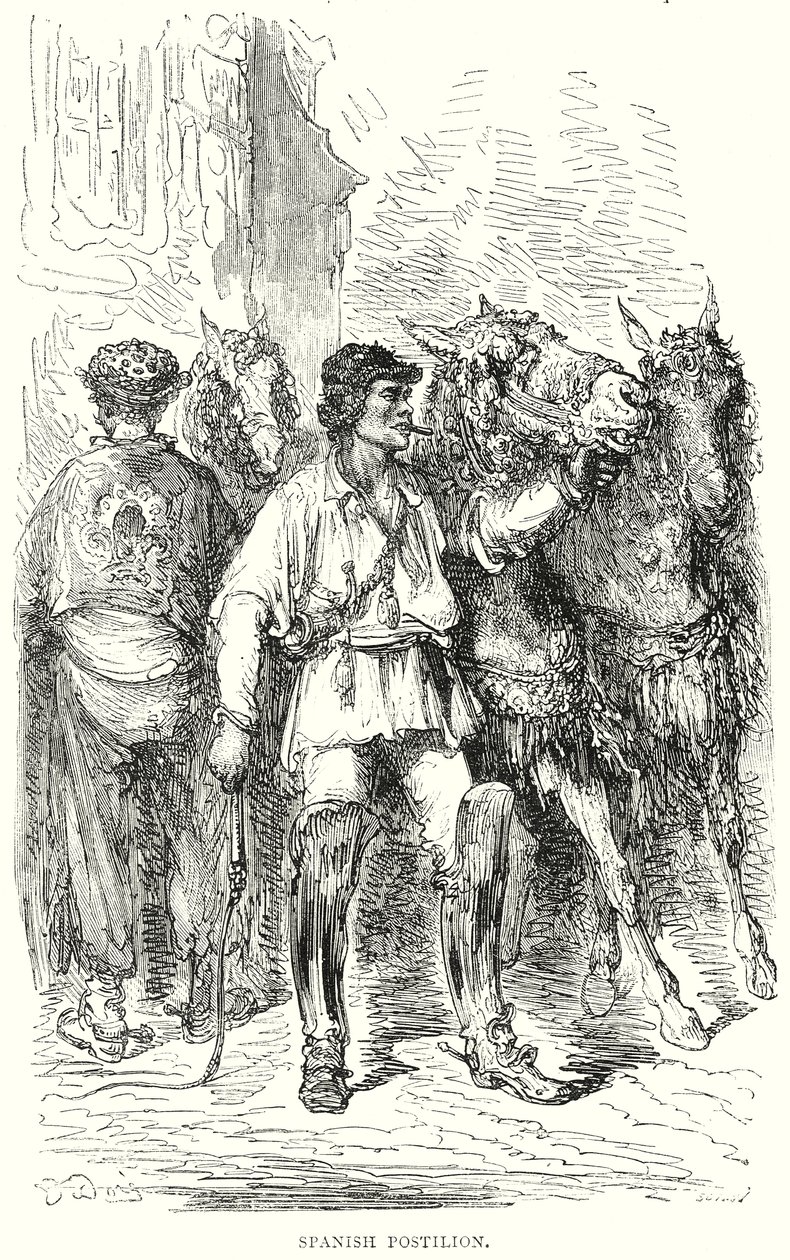 Spaans postiljon (gravure) door Gustave Dore