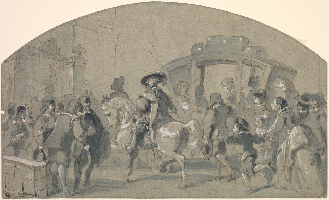 Straatscène recto, schetsen verso, ca. 1848-49 door Gustave Dore
