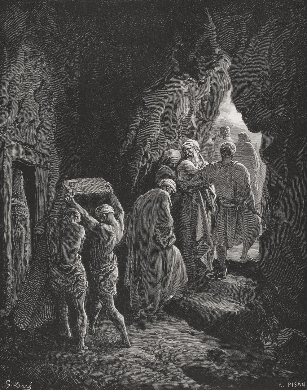 De begrafenis van Sarah, illustratie uit Dore