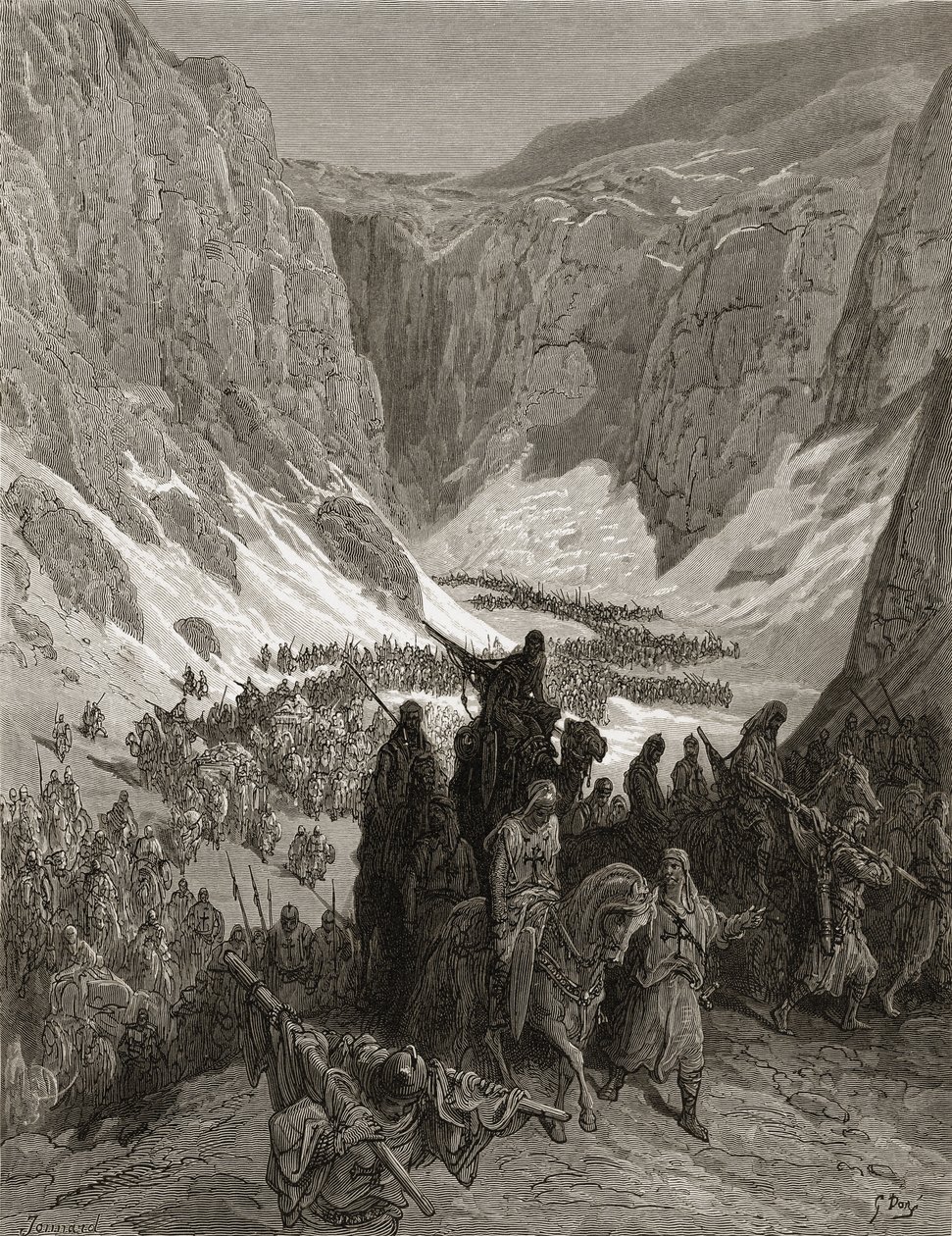 Het christelijke leger in de bergen van Judea, illustratie uit 