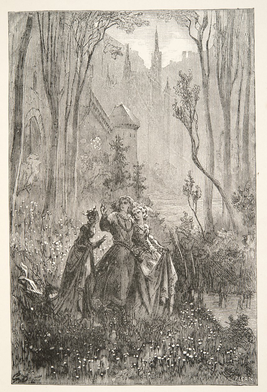 De Gravin van de Fontein en haar Dames, uit Verhalen van de Dagen van Koning Arthur door Charles Henry Hanson, pub.1898 door Gustave Dore