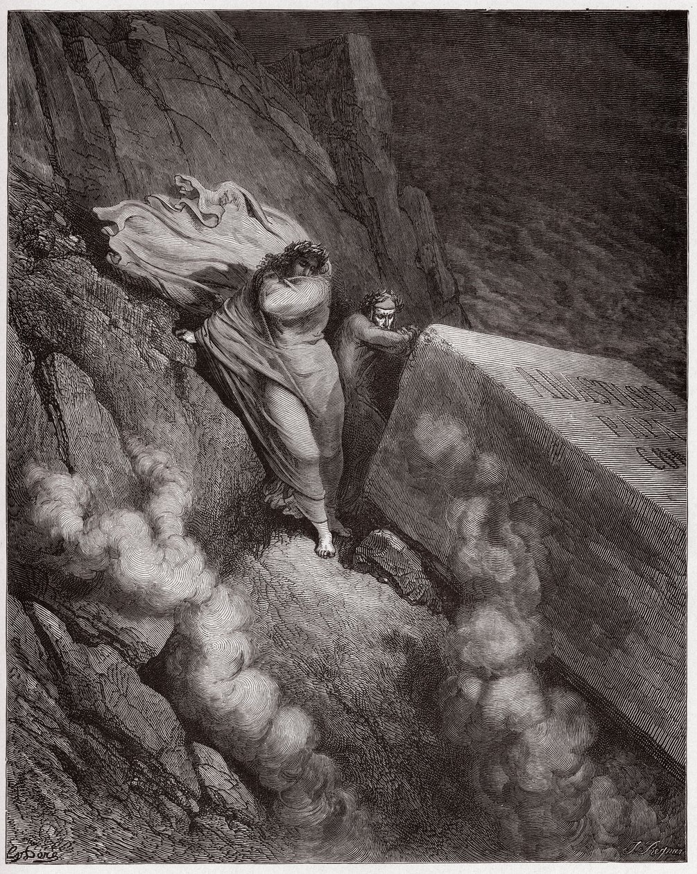 De Goddelijke Komedie, Inferno, Canto 11: Het brandende graf van paus Anastasius II - door Dante Alighieri (1265-1321) - Illustratie door Gustave Dore (1832-1883) door Gustave Dore