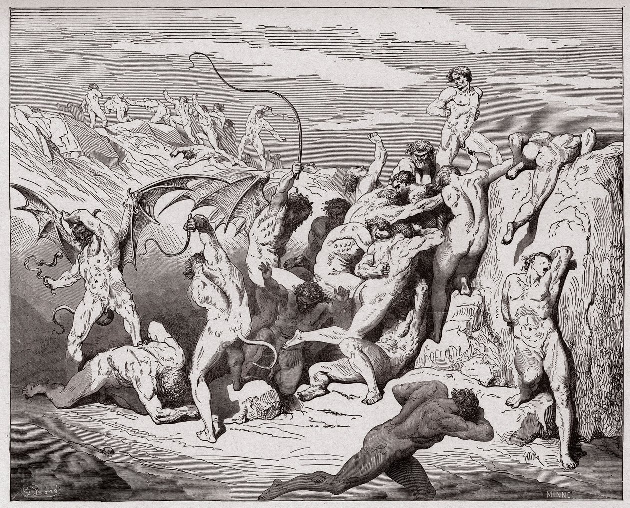 De Goddelijke Komedie, Inferno, Canto 18: Duivels en verleiders - door Dante Alighieri - Illustratie door Gustave Dore door Gustave Dore