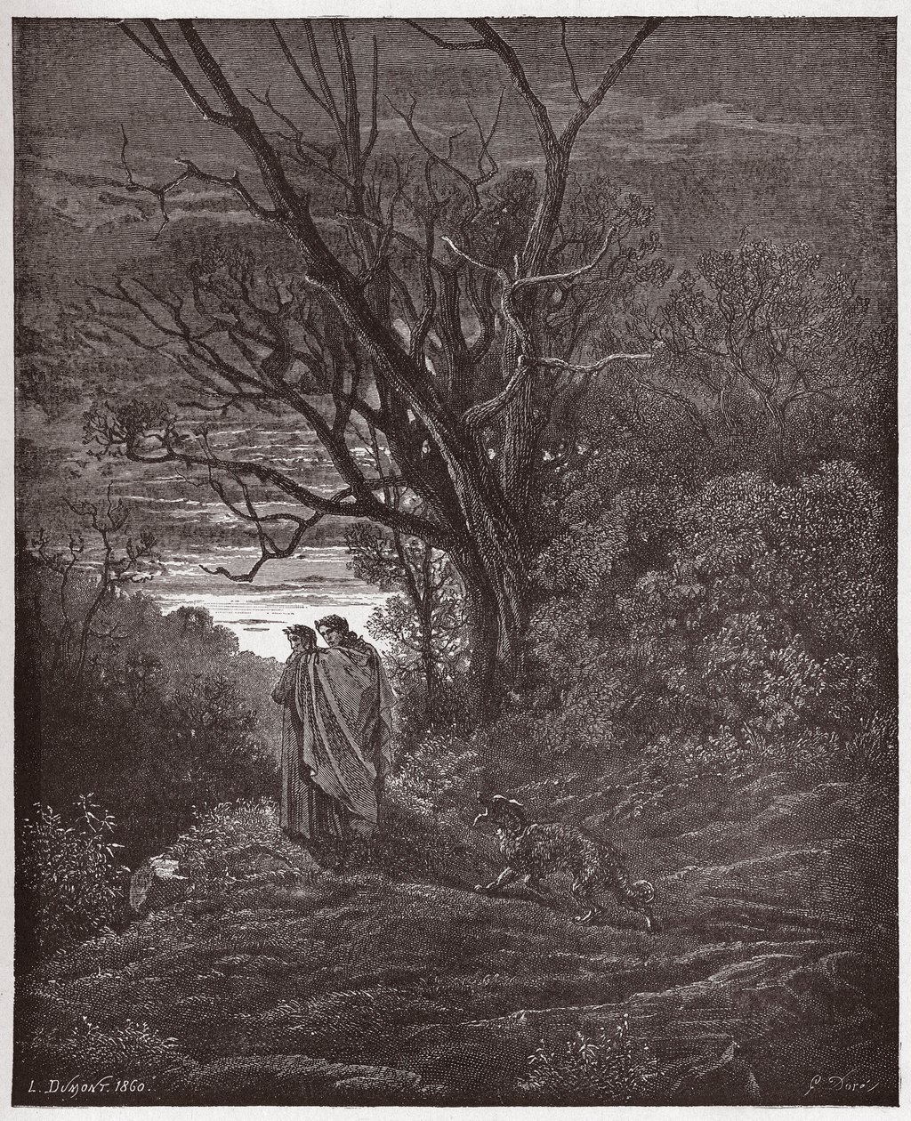 De Goddelijke Komedie (La Divina Commedia, La Divine Comedie), Inferno, Canto 1: De wolvin verschijnt - door Dante Alighieri (1265-1321) - Illustratie door Gustave Doré (1832-1883) door Gustave Dore