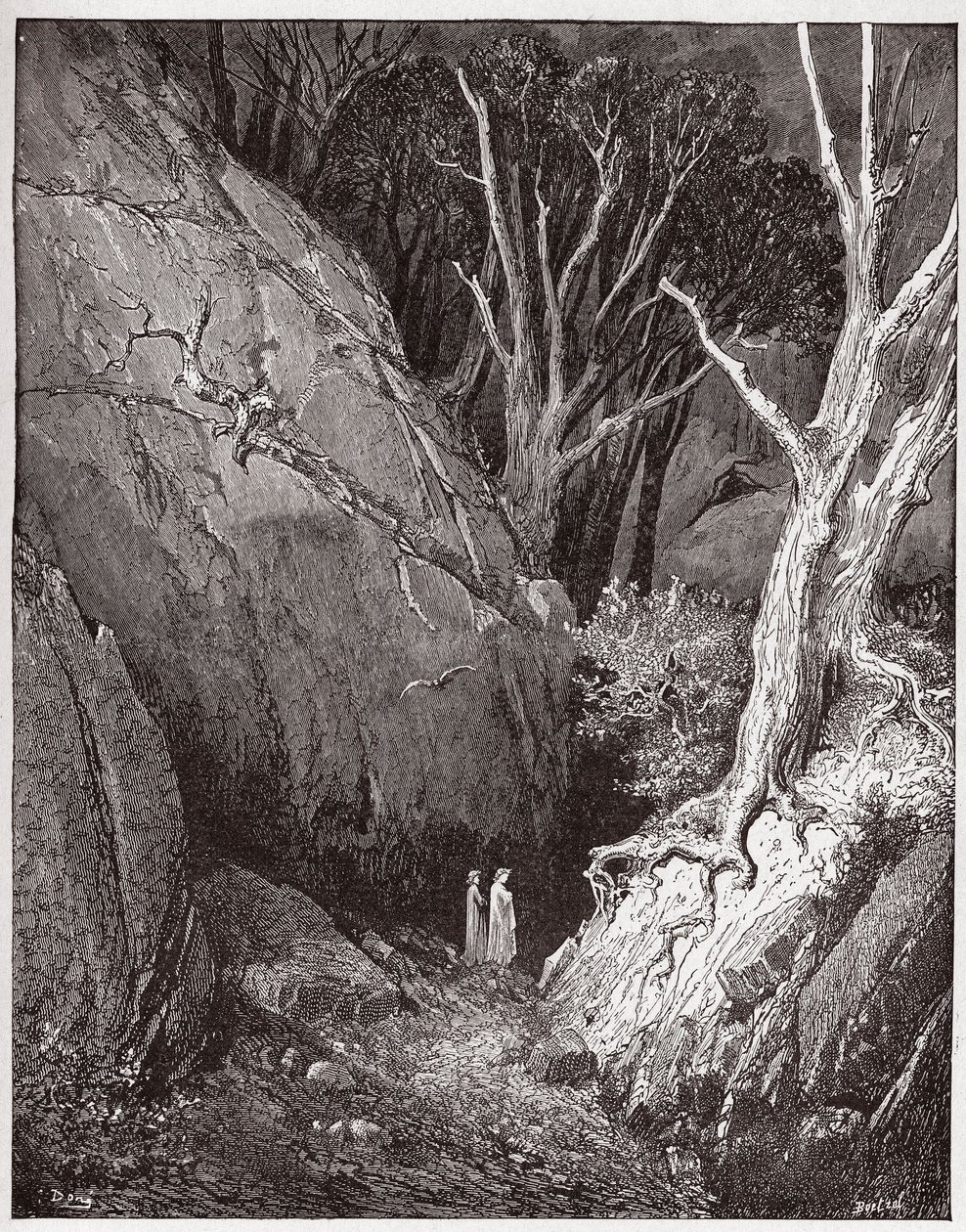 De Goddelijke Komedie (La Divina Commedia), Inferno, Canto 1: Virgil en Dante beginnen hun reis - door Dante Alighieri (1265-1321) - Illustratie door Gustave Doré (1832-1883) door Gustave Dore