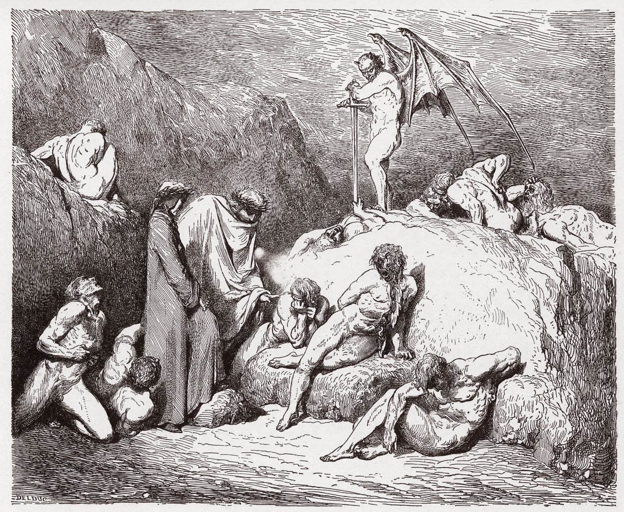 De Goddelijke Komedie (La Divina Commedia), Inferno, Canto 28: Verminkte zaaier van tweedracht in de negende bolgia - door Dante Alighieri (1265-1321) - Illustratie door Gustave Doré (1832-1883) door Gustave Dore