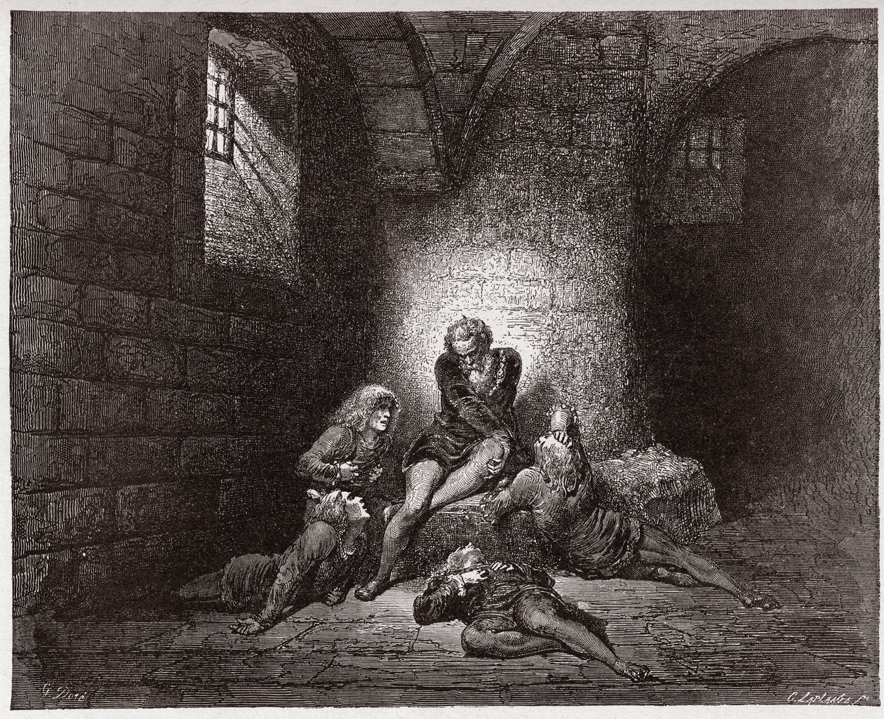 De Goddelijke Komedie, Inferno, Canto 33: Ugolino en zijn zonen opgesloten en verhongerd - door Dante Alighieri (1265-1321) - Illustratie door Gustave Doré (1832-1883) door Gustave Dore