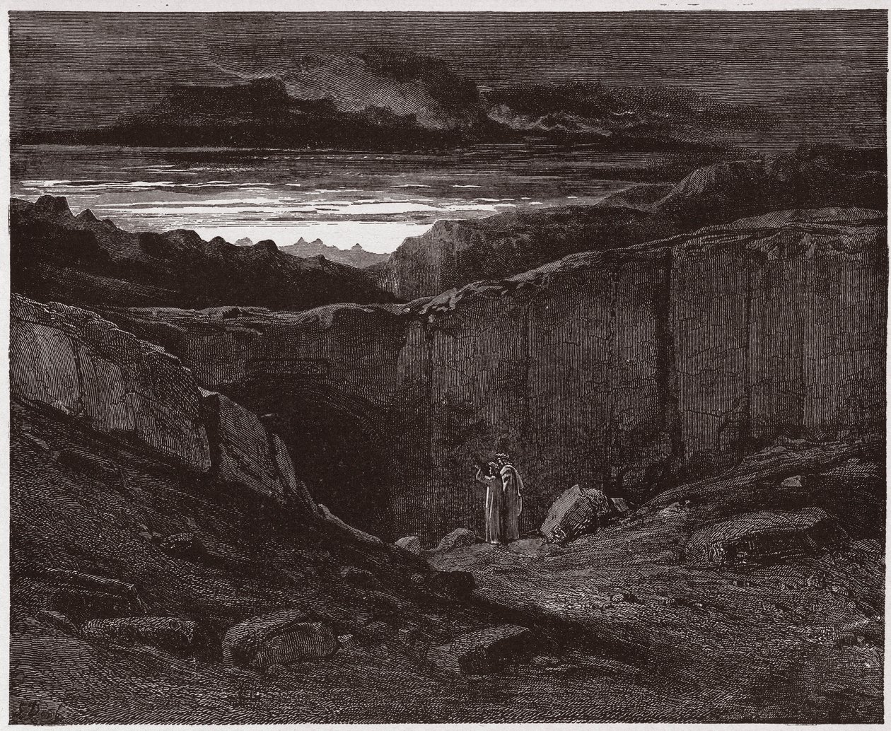 De Goddelijke Komedie (La Divina Commedia), Inferno, Canto 3: Virgil en Dante bij de poorten van de hel - door Dante Alighieri (1265-1321) - Illustratie door Gustave Doré (1832-1883) door Gustave Dore