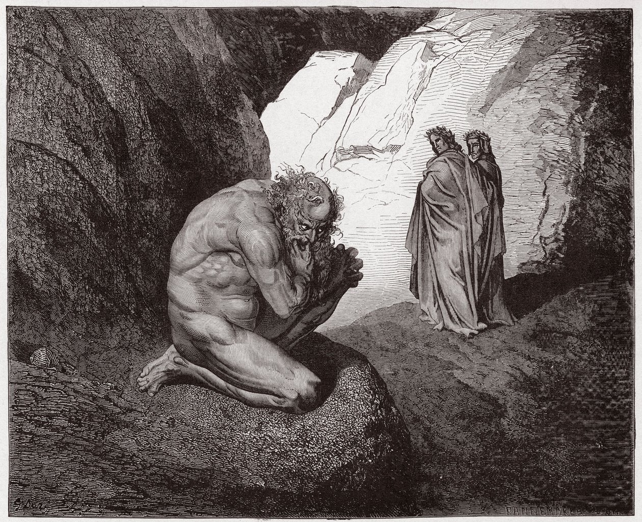 De Goddelijke Komedie (La Divina Commedia), Inferno, Canto 7: Virgil berispt Plutus bij de ingang van de vierde cirkel - door Dante Alighieri (1265-1321) - Illustratie door Gustave Doré (1832-1883) door Gustave Dore