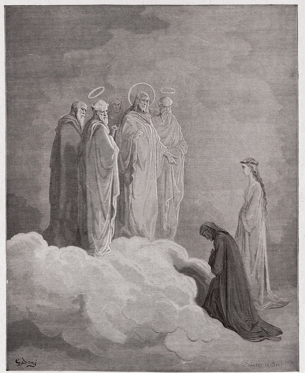 De Goddelijke Komedie, Paradiso, Canto 26: St. Johannes onderzoekt Dante over liefde - door Dante Alighieri (1265-1321) - Illustratie door Gustave Doré (1832-1883) door Gustave Dore