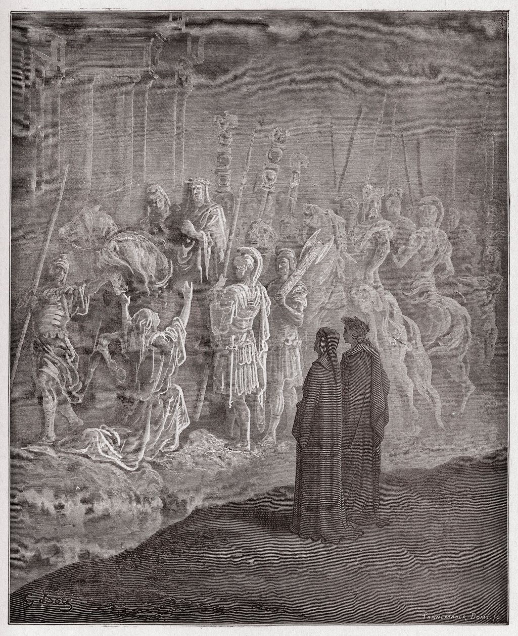 De Goddelijke Komedie, Purgatorio, Canto 10: De marmeren sculpturen die trots uitbeelden - door Dante Alighieri (1265-1321) - Illustratie door Gustave Doré (1832-1883) door Gustave Dore