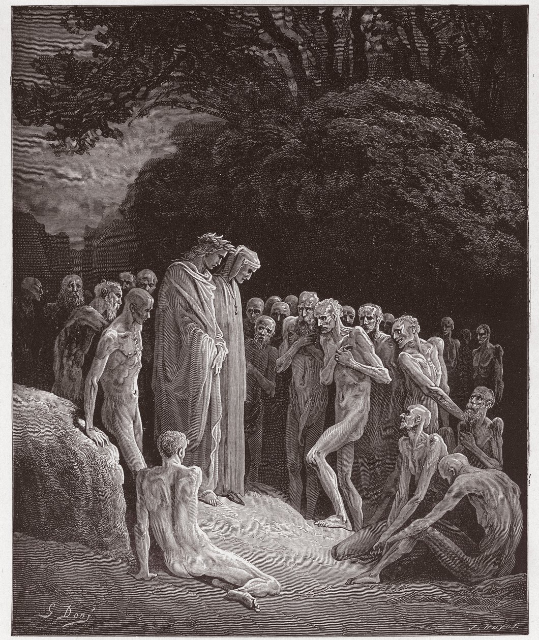 Purgatorio, Canto 23: De zielen van de gulzigaards (Illustratie door Gustave Doré) door Gustave Dore