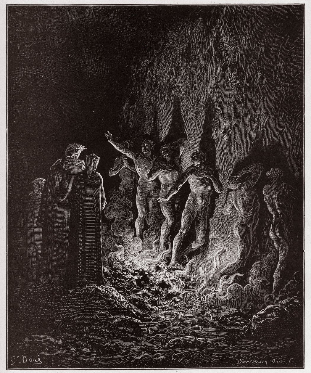 De Goddelijke Komedie, Purgatorio, Canto 25: De wellustigen passeren door vuur in de zevende cirkel - door Dante Alighieri (1265-1321) - Illustratie door Gustave Doré (1832-1883) door Gustave Dore