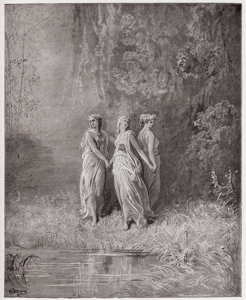 De Goddelijke Komedie (La Divina Commedia), Purgatorio, Canto 29: Liefdadigheid, Hoop en Geloof - door Dante Alighieri (1265-1321) - Illustratie door Gustave Doré (1832-1883) door Gustave Dore