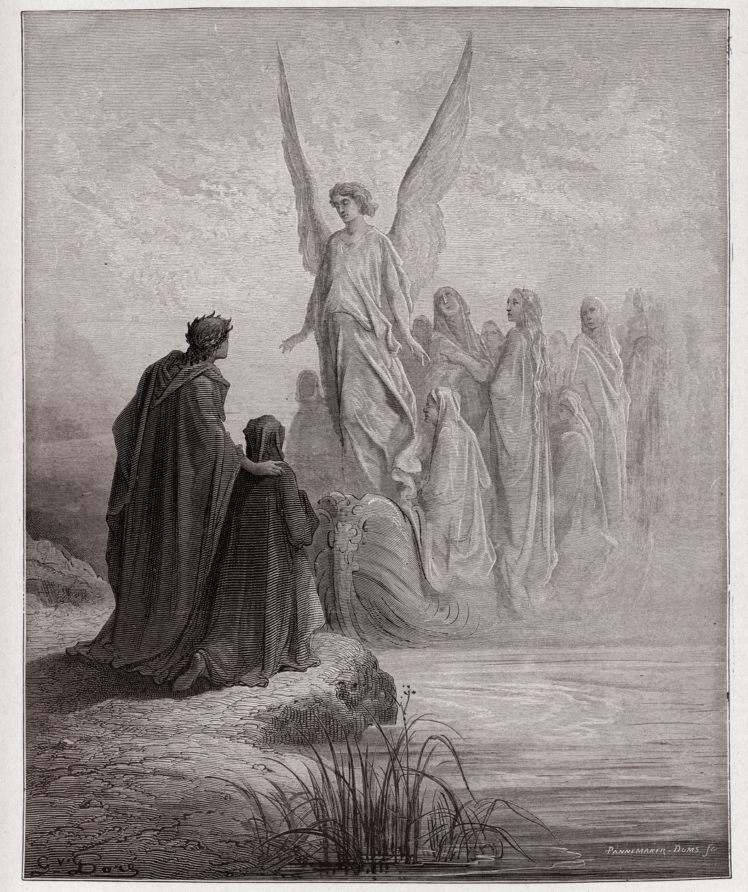 De Goddelijke Komedie, Purgatorio, Canto 2: De hemelse piloot landt de boot - door Dante Alighieri (1265-1321) - Illustratie door Gustave Doré (1832-1883) door Gustave Dore