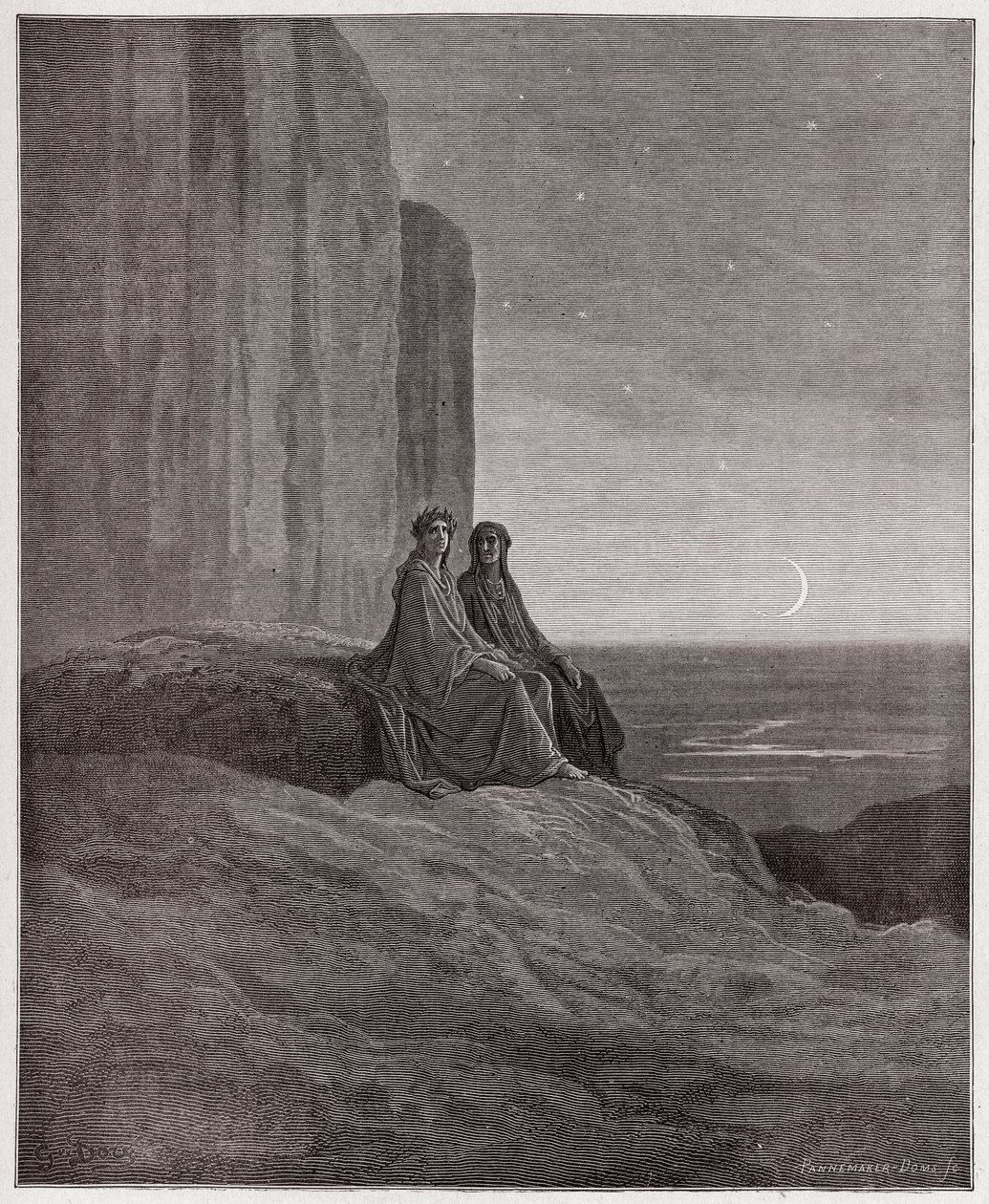 De Goddelijke Komedie, Purgatorio, Canto 9: Schemering - door Dante Alighieri (1265-1321) - Illustratie door Gustave Dore (1832-1883) door Gustave Dore
