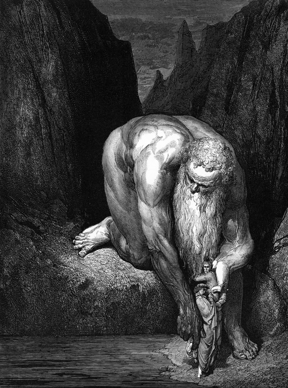 De Goddelijke Komedie, door Dante: De reus Antaeus door Gustave Dore
