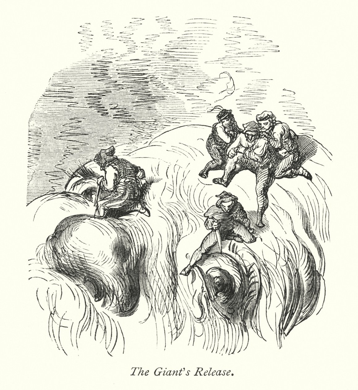 De bevrijding van de reus (gravure) door Gustave Dore