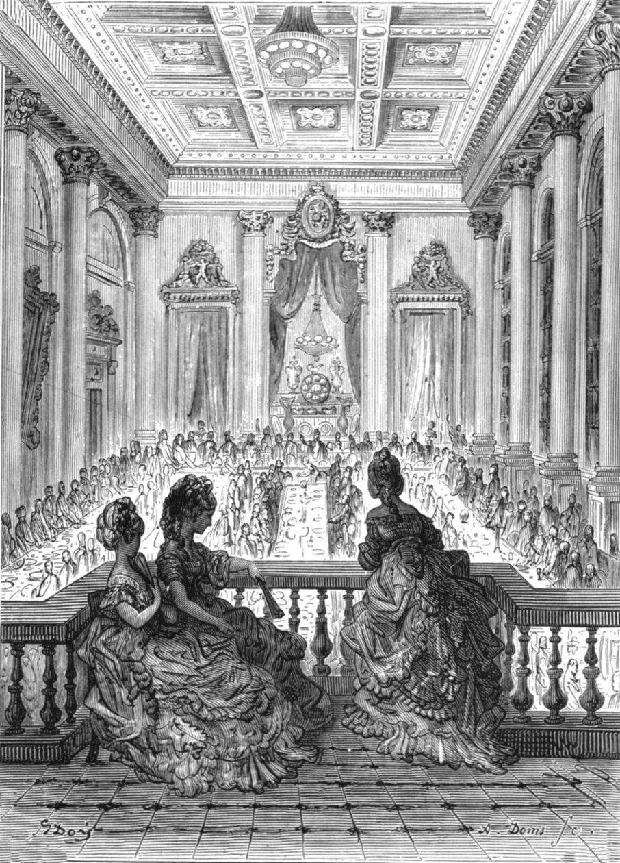 De goudsmeden aan het diner door Gustave Dore