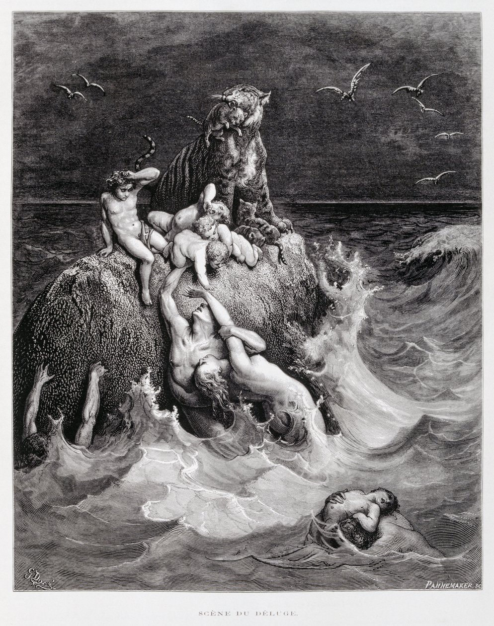 De Grote Zondvloed, Illustratie uit de Dore Bijbel door Gustave Dore