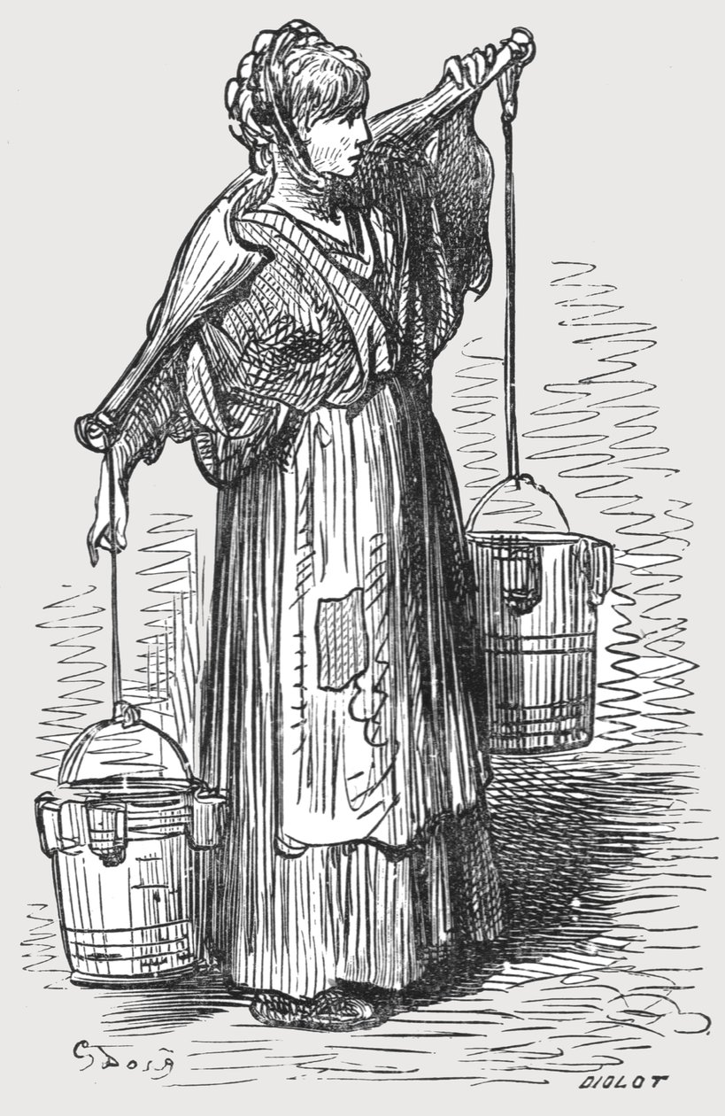 De melkmeid, 1872 door Gustave Dore