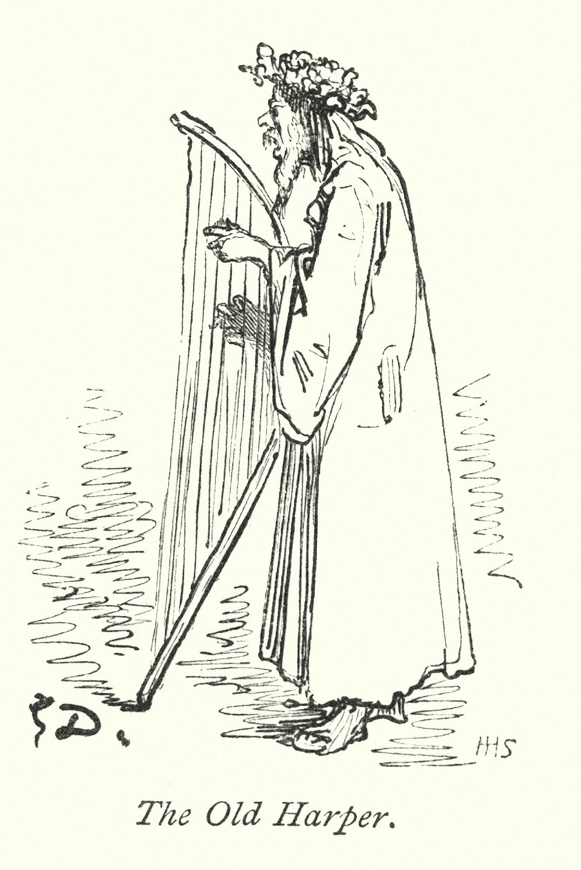 De oude Harper (gravure) door Gustave Dore