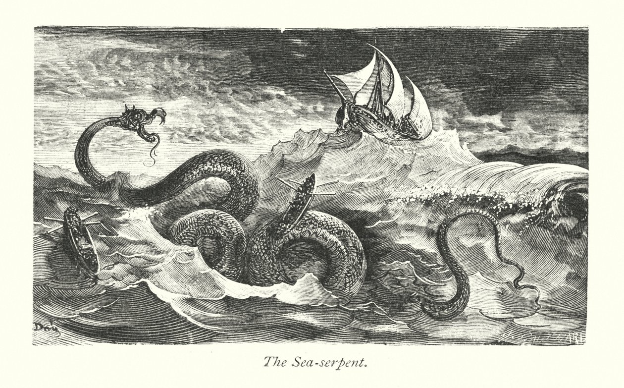 De zeeslang (gravure) door Gustave Dore