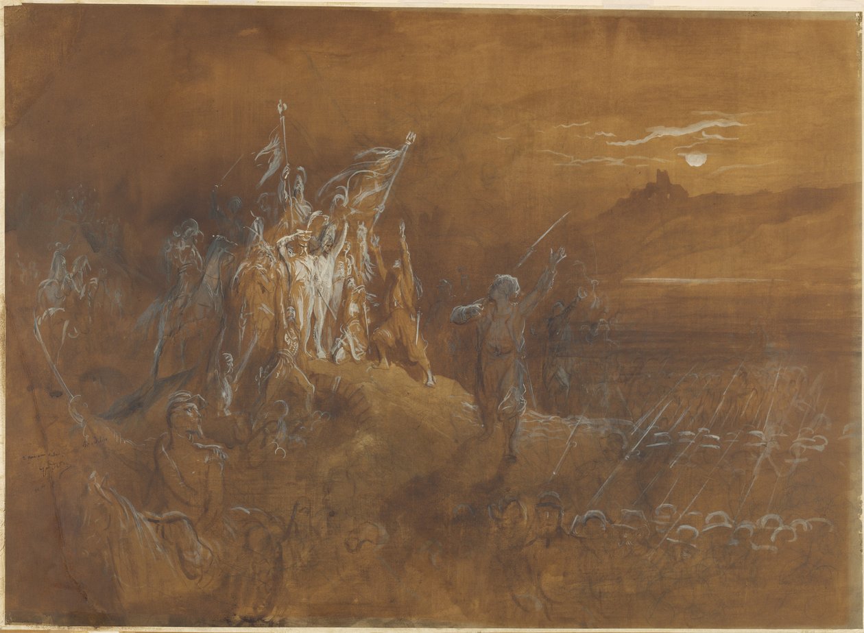 De schimmen van Franse soldaten uit het verleden sporen het leger aan tot overwinning aan de Rijn door Gustave Dore
