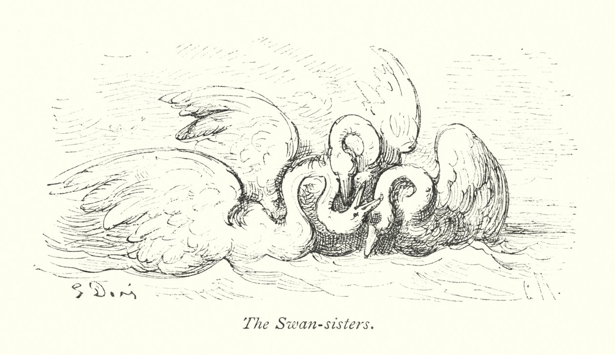 De gezusters Zwaan (gravure) door Gustave Dore