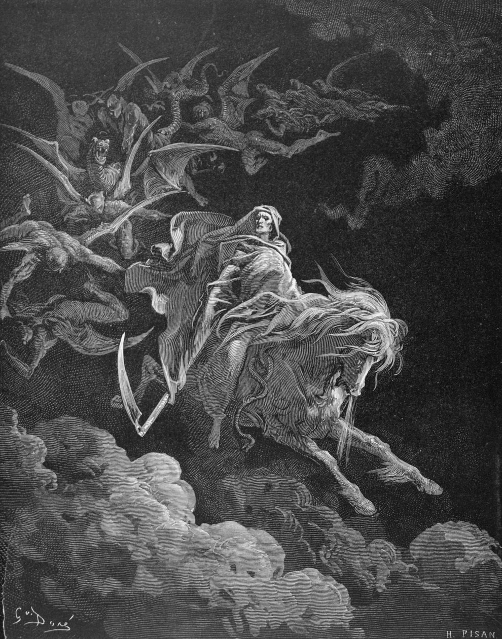 De Visie van de Dood (gegraveerd door Heliodore Joseph Pisan) door Gustave Dore