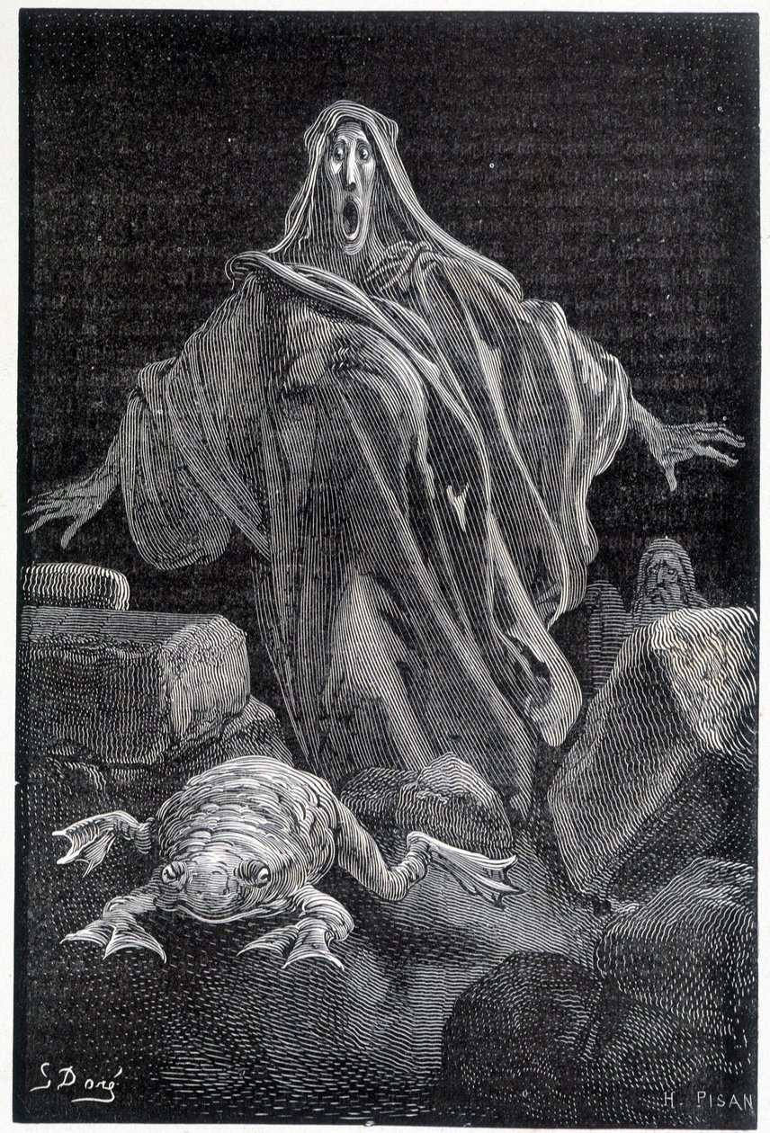 De alarmkreet - illustratie van angst door Gustave Doré, gravure door Gustave Dore