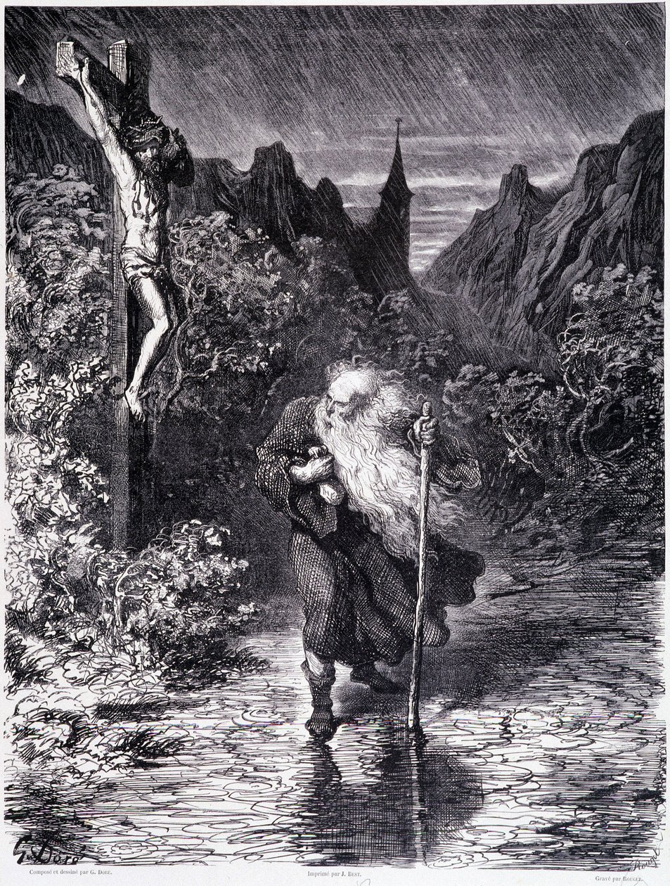 De wandelende Jood passeert een Calvarie - in 