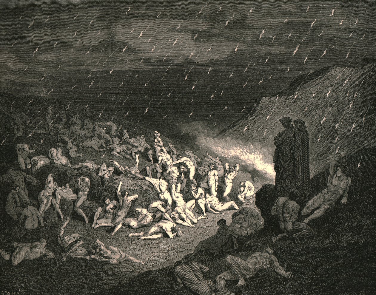 Onophoudelijk was het spel van ellendige handen, c1890 door Gustave Dore