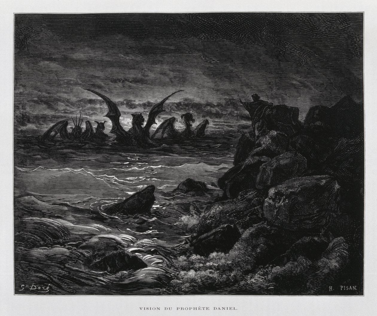 Visioen van de profeet Daniël, Illustratie uit de Dore Bijbel door Gustave Dore