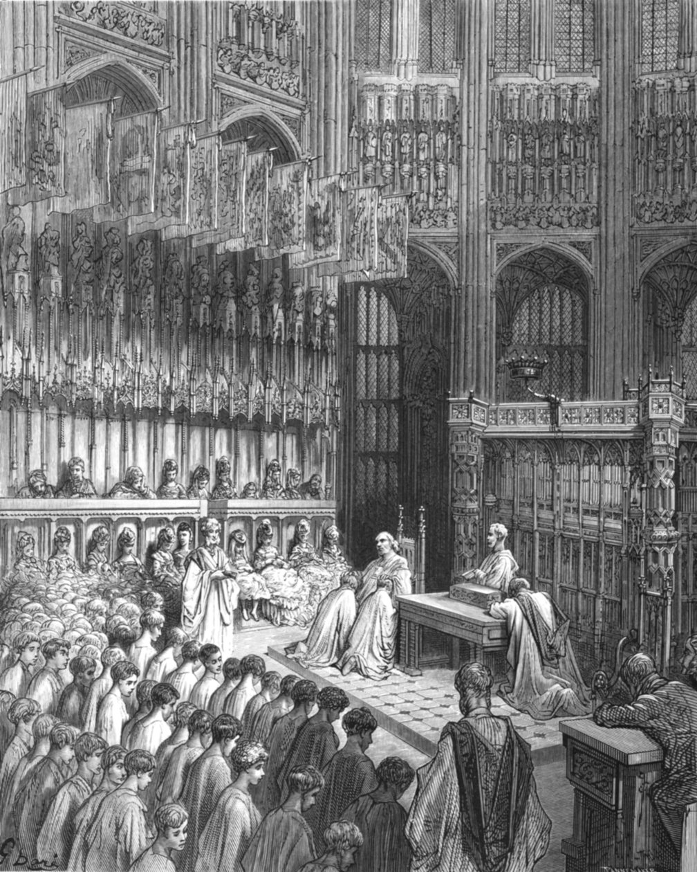 Westminster Abbey - Bevestiging van Westminster Boys, 1872 door Gustave Dore