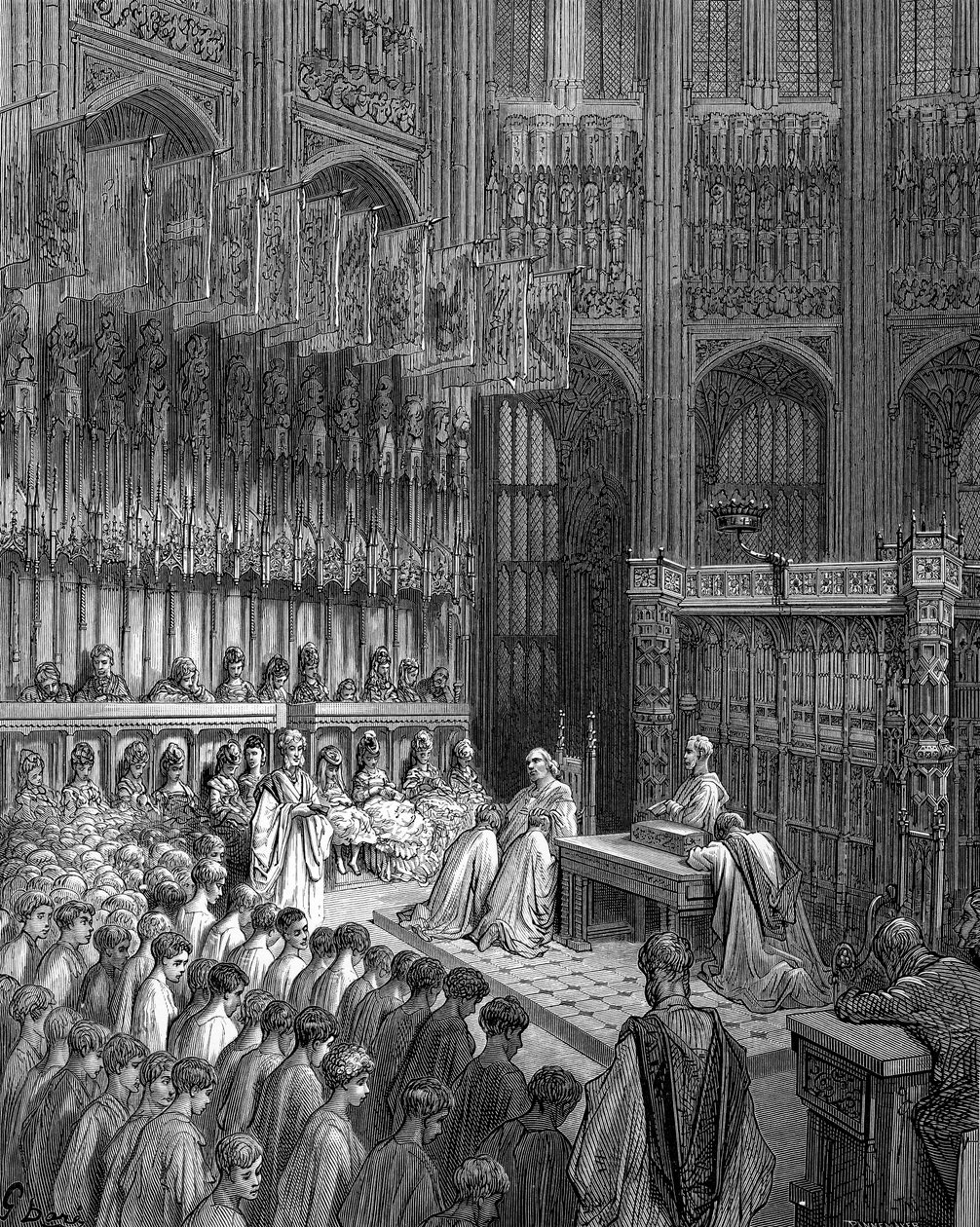 Westminster Abbey - Bevestiging van Westminster Boys door Doré door Gustave Dore