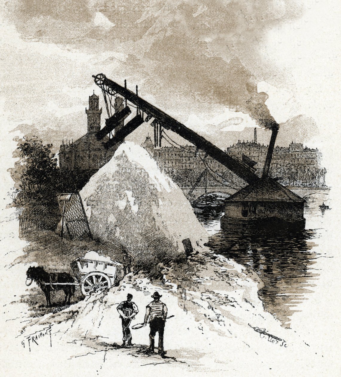 Zandzevers op de oever van de Seine nabij pont de l