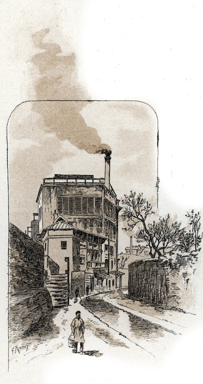 Uitzicht op de Bievre rivier in Parijs Tekening door Gustave Fraipont (1849-1923) uit Saint-Juirs door Gustave Fraipont
