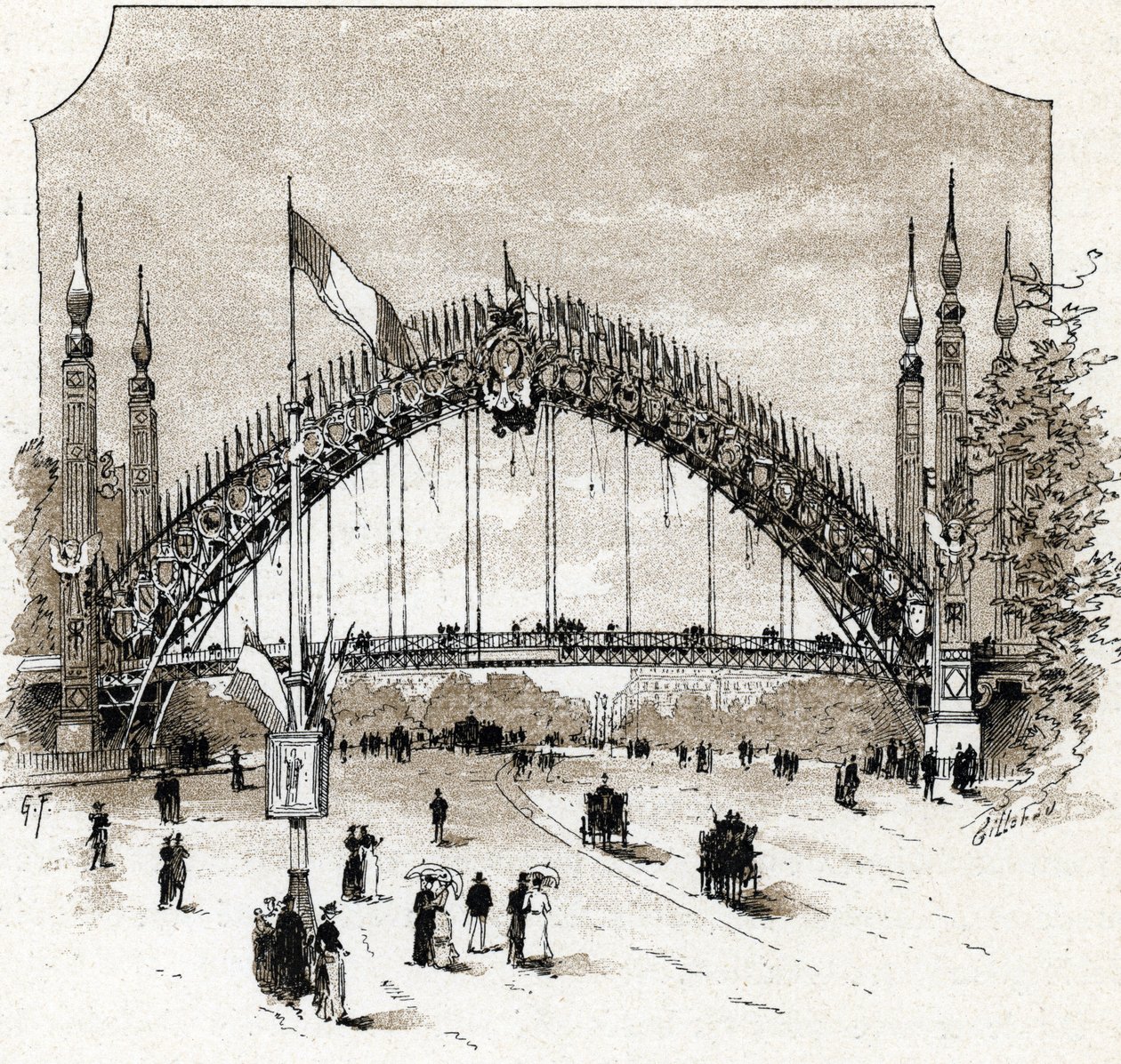 Uitzicht op de voetgangersbrug van Pont de l