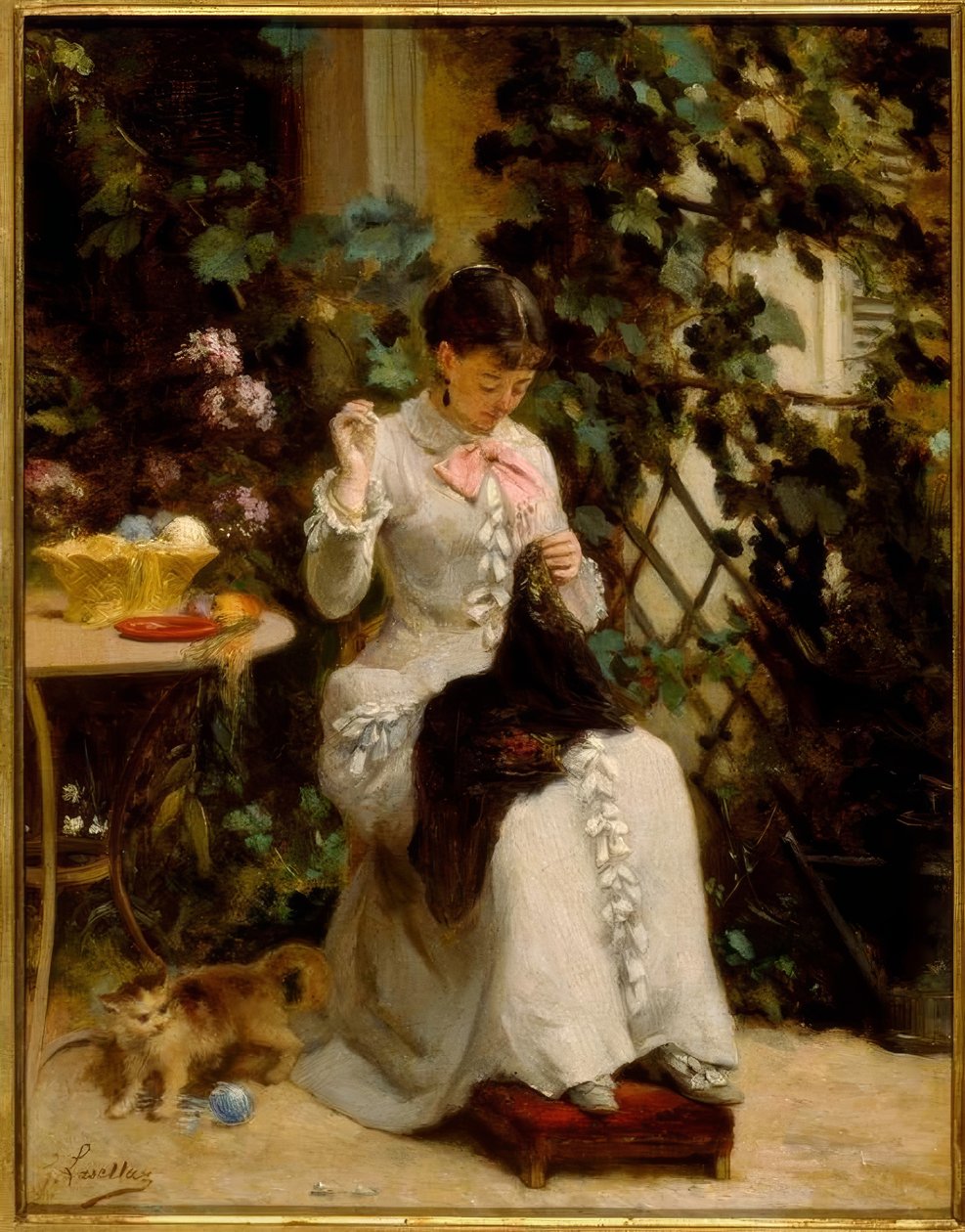 De jonge naaister door Gustave Francois Lasellaz