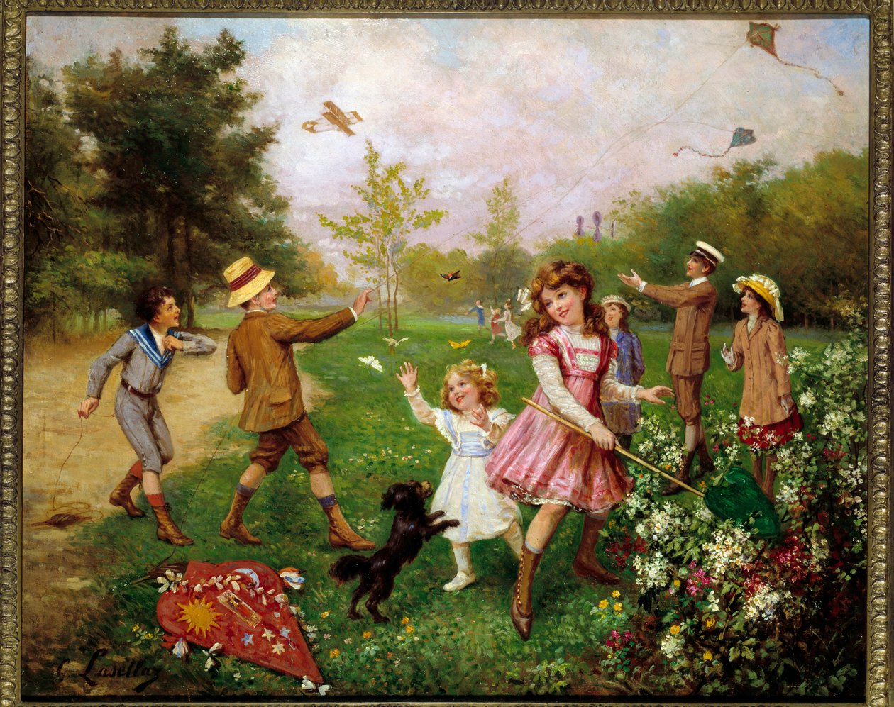 De vlinderjacht door Gustave Francois Lasellaz