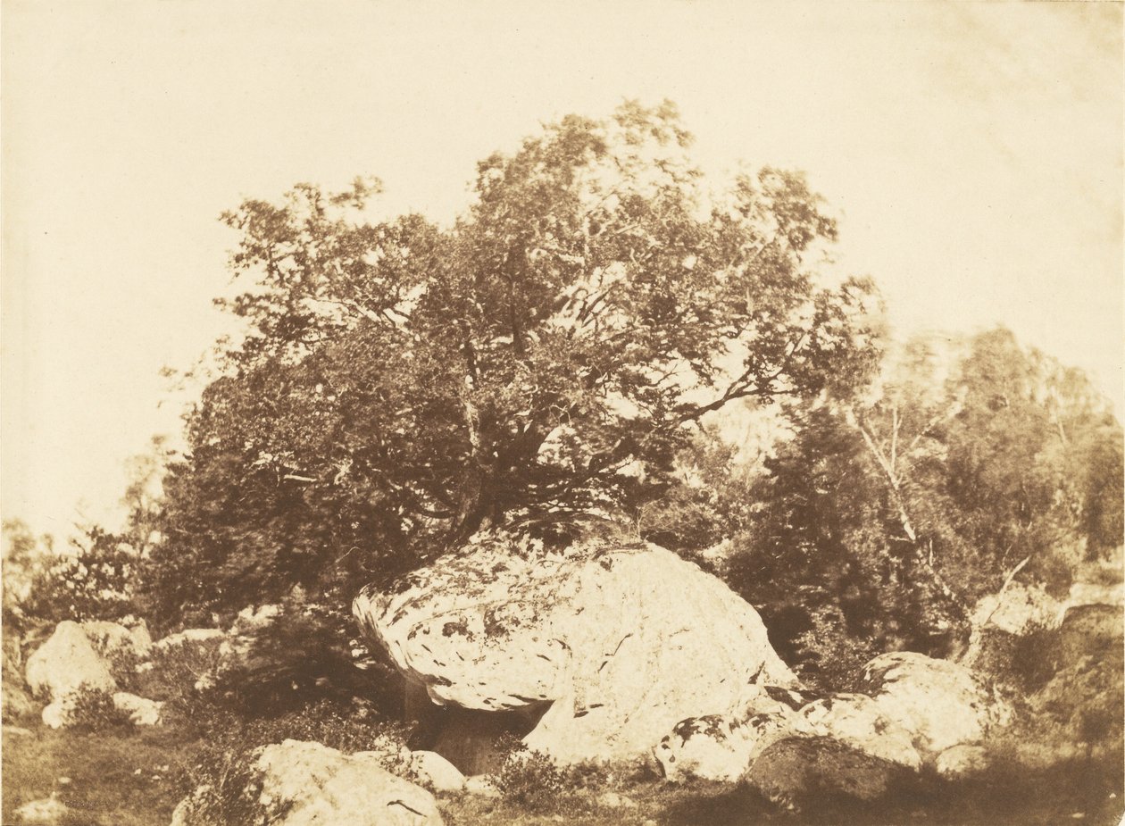 Zwerfkei bij Cabat, Epine kruispunt bos van Fontainebleau door Gustave Le Gray