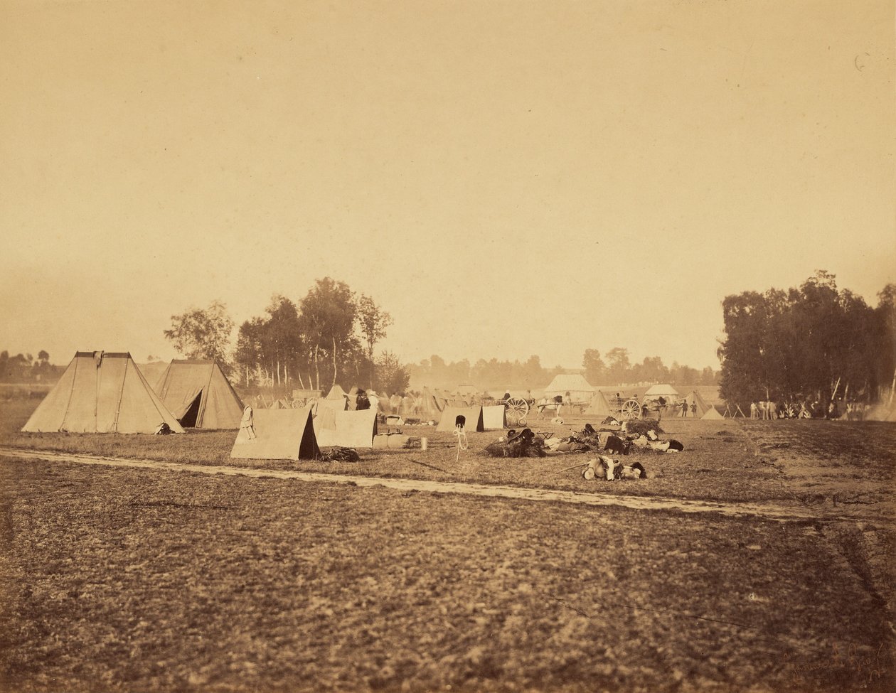 [Tenten en militaire uitrusting, Camp de Chalons]. door Gustave Le Gray