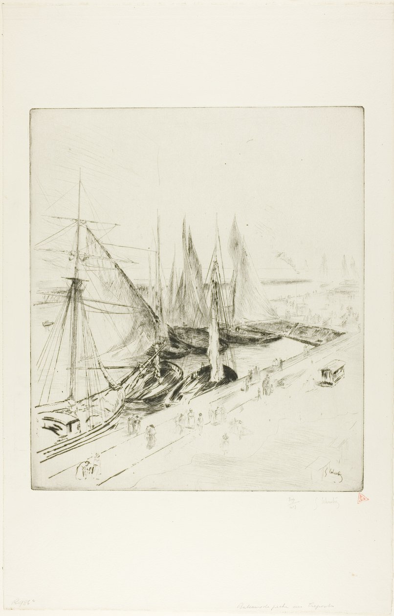 Vissersboten van Tréport door Gustave Leheutre
