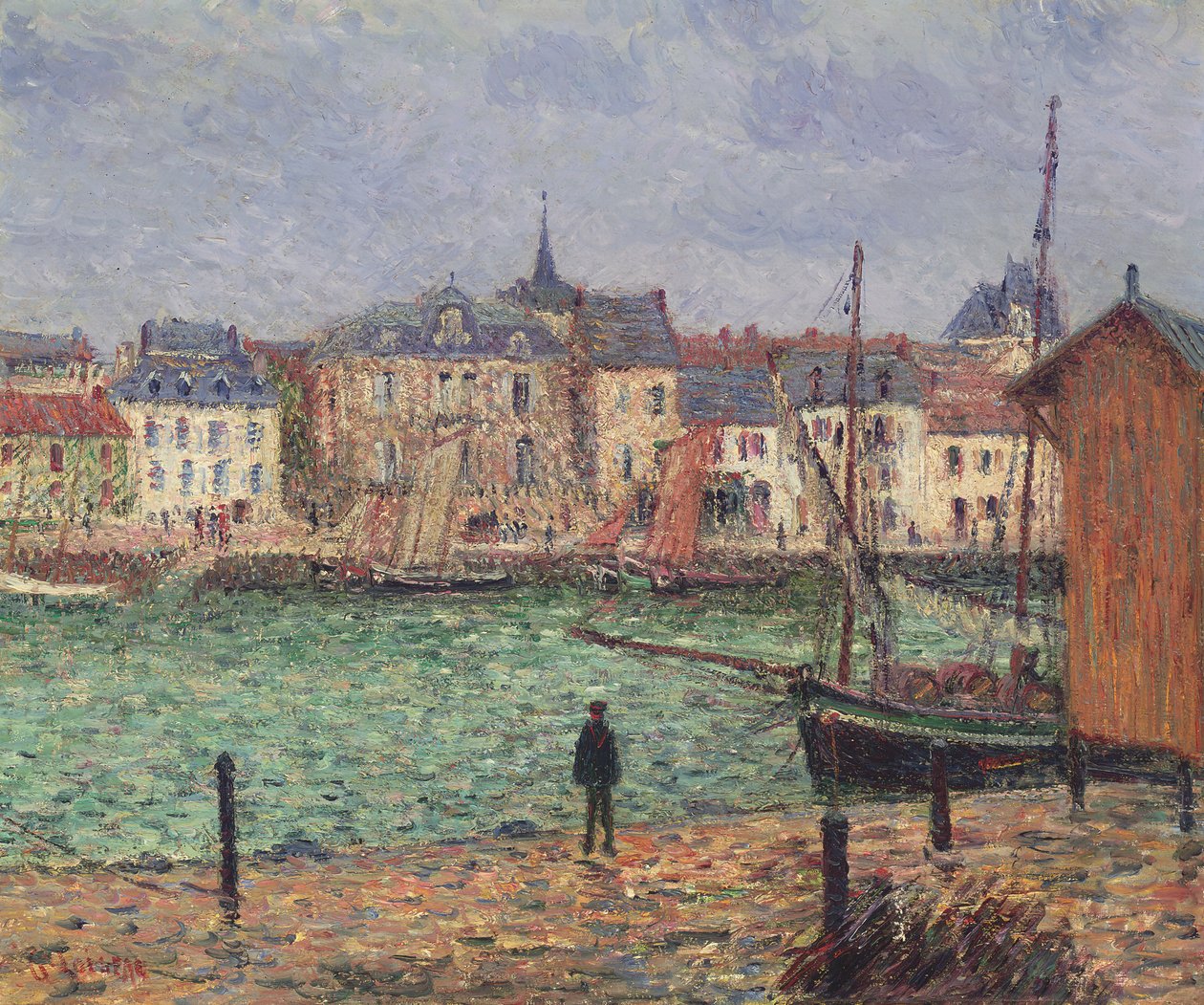 De haven van Pornic, hoogwater door Gustave Loiseau