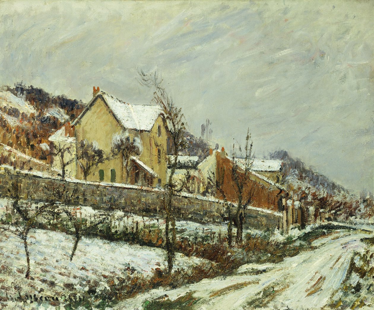 Dorp in de sneeuw, 1911 door Gustave Loiseau