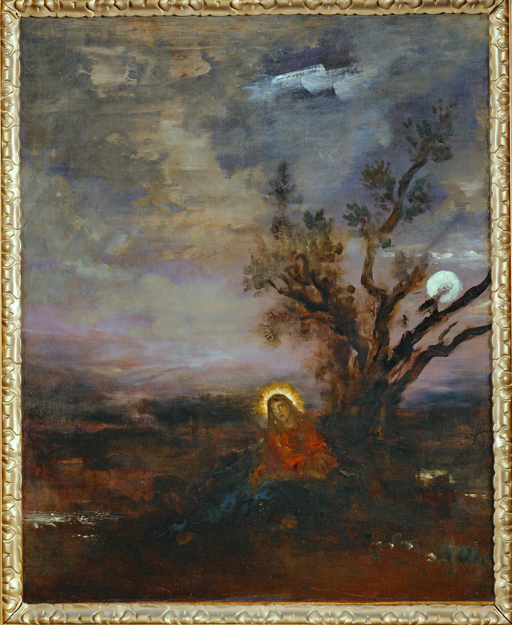 Christus op de Olijfberg (schilderij op doek) door Gustave Moreau