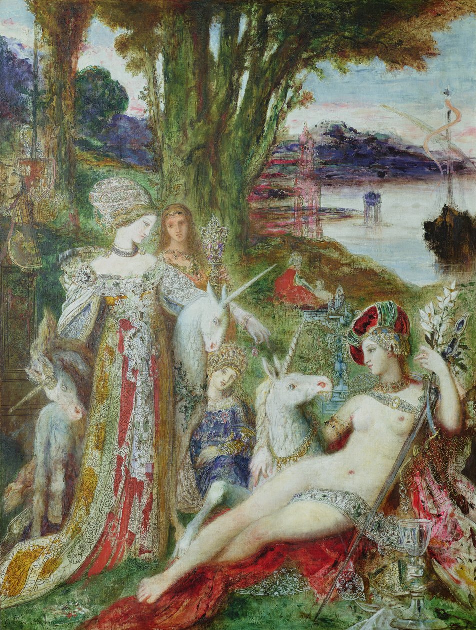 De Eenhoorns door Gustave Moreau