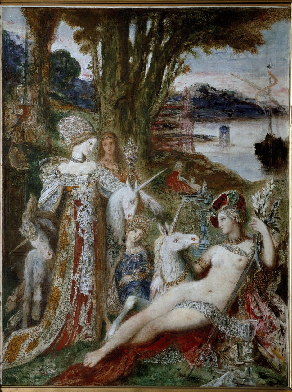 De Eenhoorns, circa 1885 door Gustave Moreau