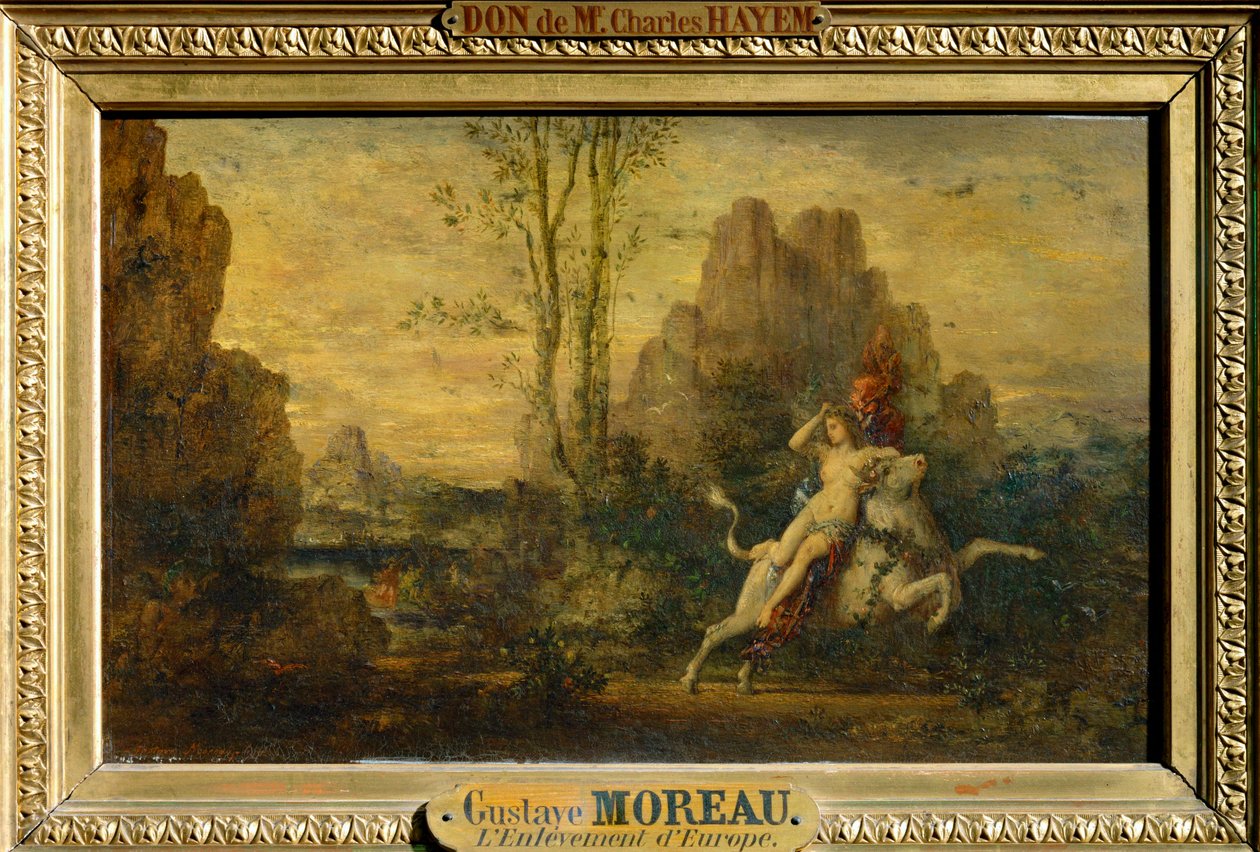 De verkrachting van Europa (schilderij op hout) door Gustave Moreau